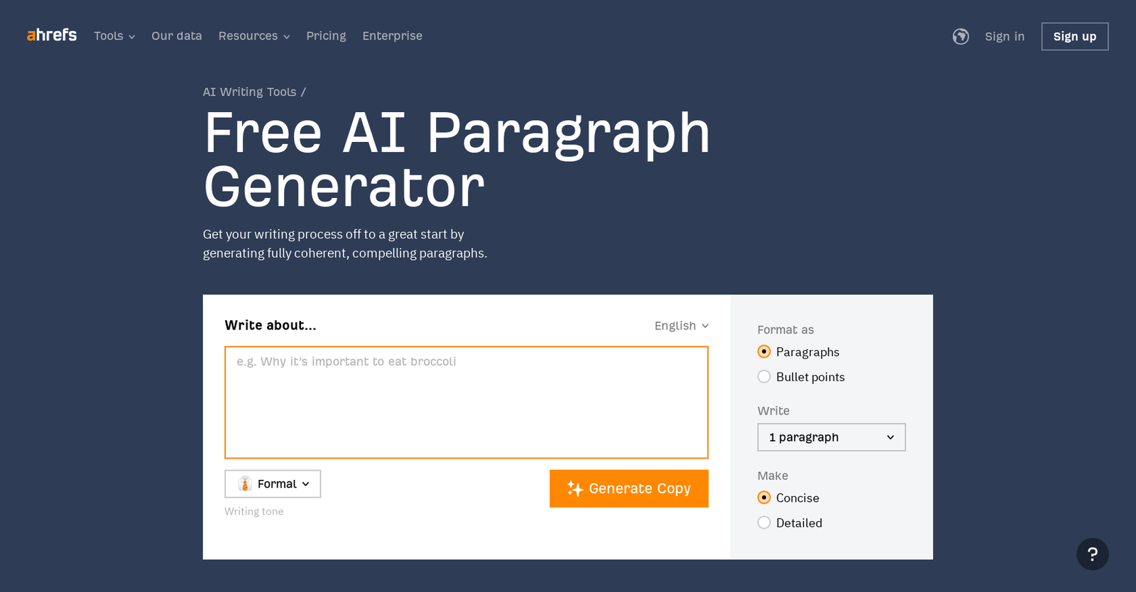 Ahrefs Paragraph Generator