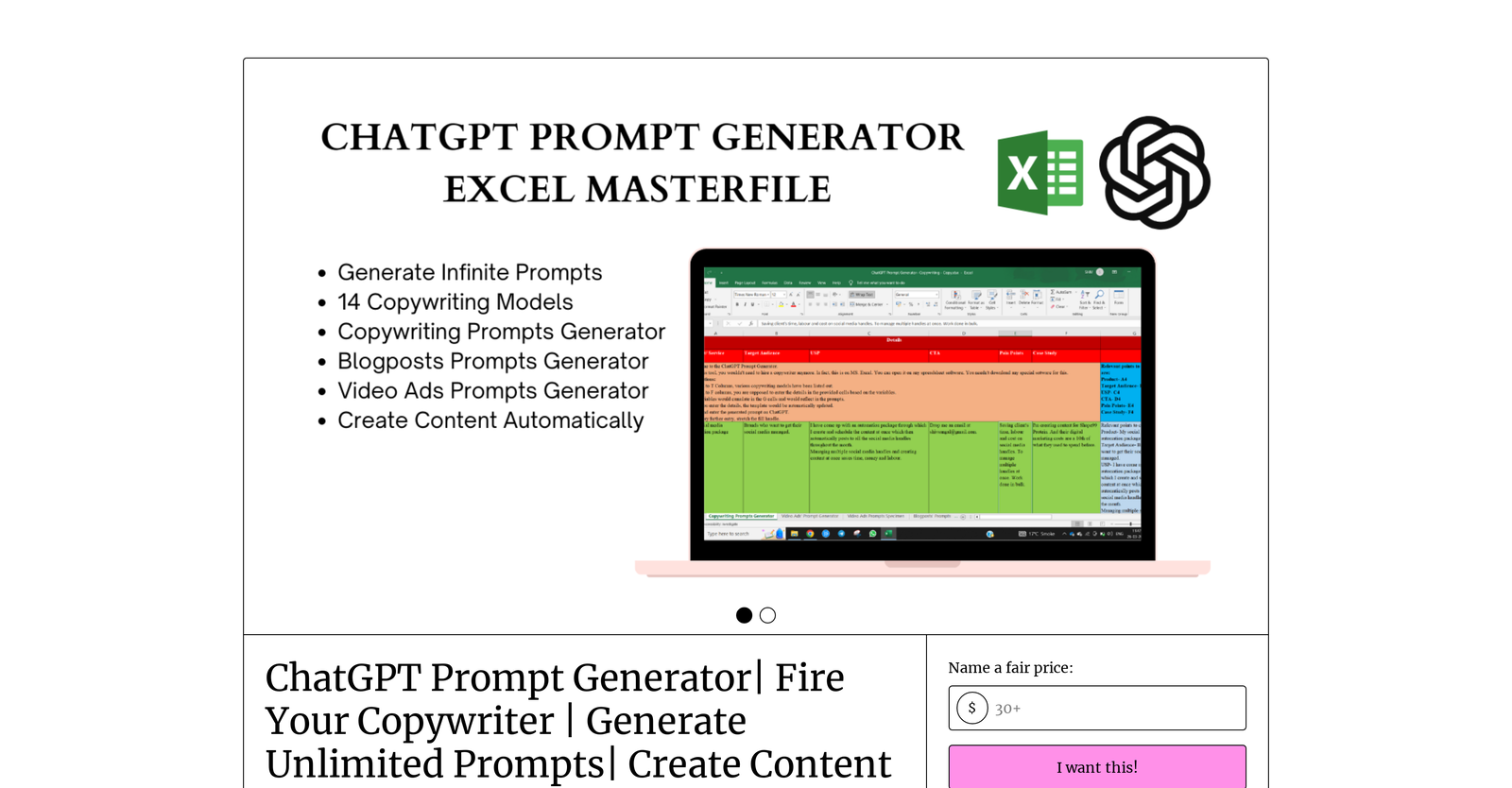 ChatGPT Copywriting Prompts Generator