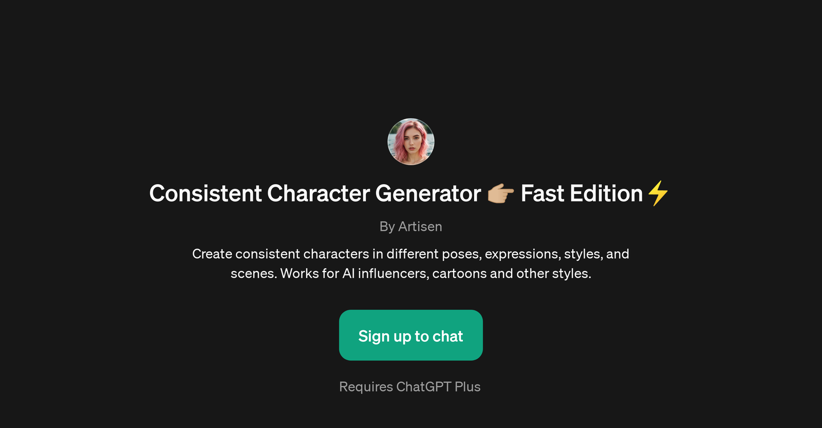 Consistent Character Generator Fast Edition