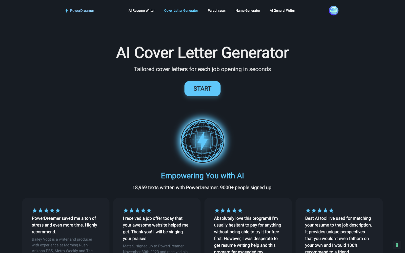 PowerDreamer AI Cover Letter Generator