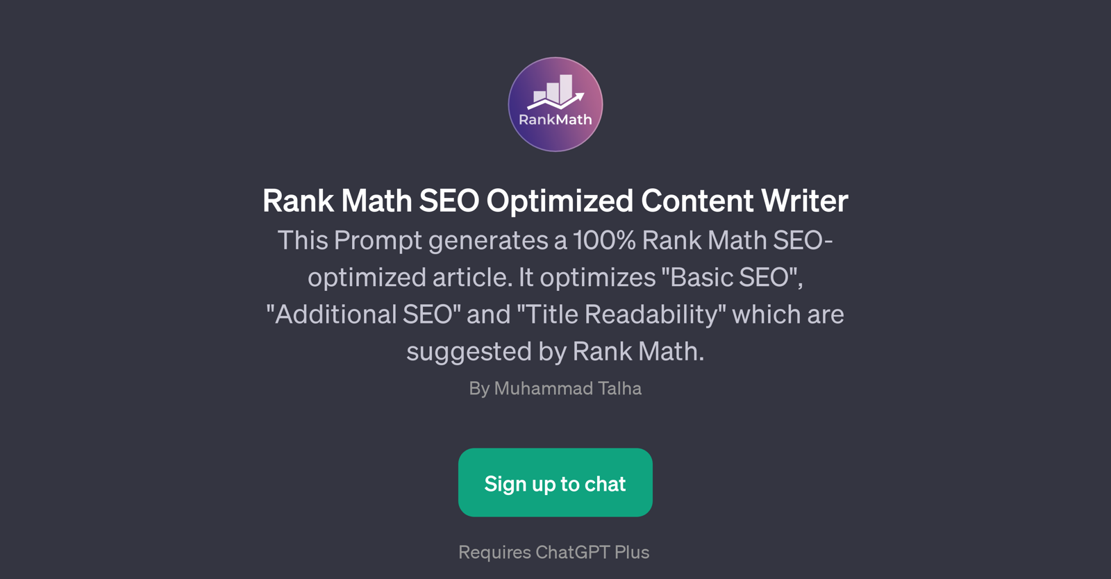 Rank Math SEO Optimized Content Writer