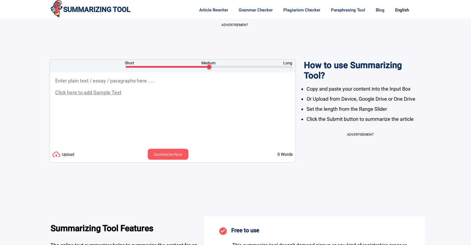 Summarizing Tool